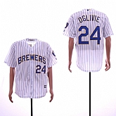 Brewers 24 Ben Oglivie White Cool Base Jersey Sguo,baseball caps,new era cap wholesale,wholesale hats